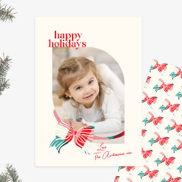 Cartão De Festividades Xadrez Verde e Vermelha associada à foto da famíli