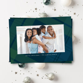 Cartão De Festividades Xadrez verde marinho clássico foto simples de Nata