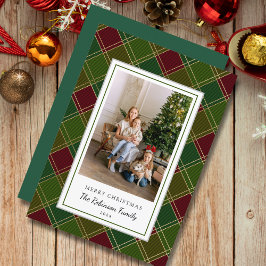 Cartão De Festividades Xadrez Vermelha Verde Quadro Feliz Natal