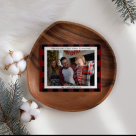 Cartão De Festividades Xadrez Vermelho Adicione Sua Própria Imagem Natal