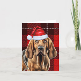 Cartão De Festividades Xadrez Vermelho de Natal do Bloodhound