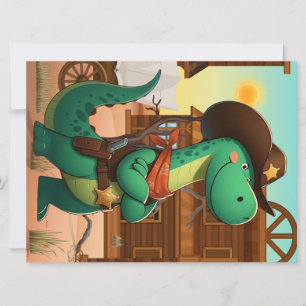 Cartão De Festividades Xerife/vaqueiro de dinossauro bonito