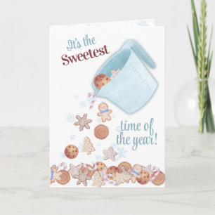 Cartão De Festividades Xícara de medida derramando biscoitos de Natal coz