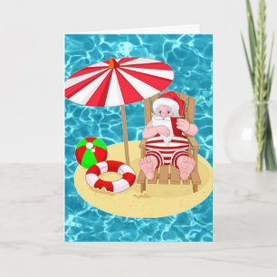 Cartão De Festividades xmas Beach santa claus