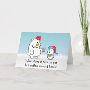 Cartão De Festividades X'mas Cartoon - Polar Bear complains to Penguin