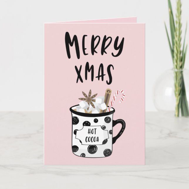 Cartão De Festividades Xmas da feliz com cacau quente (Frente)