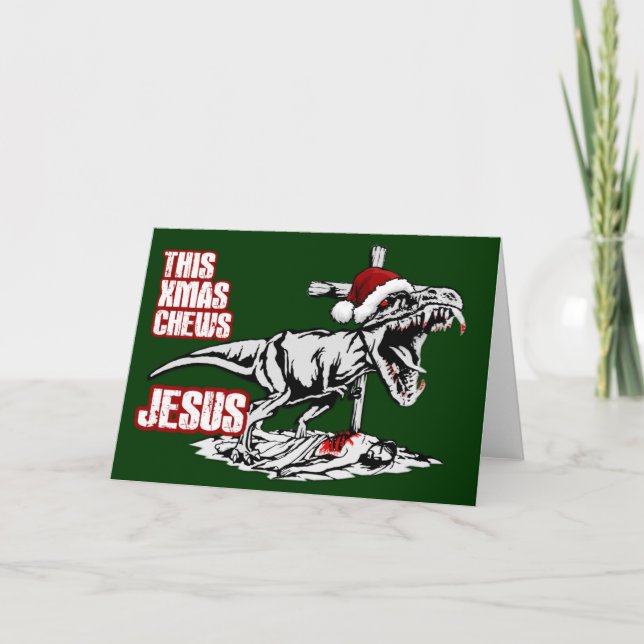 Cartão De Festividades Xmas de Athiest T Rex (Frente)