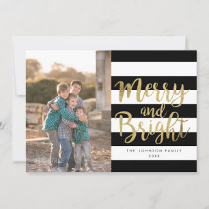 Cartão De Festividades Xmas de fotos "Feliz e Brilho" com distribuição