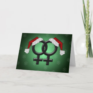 Cartão De Festividades Xmas de GLBT - Verde da lésbica