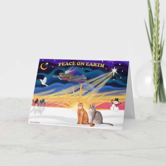 Cartão De Festividades Xmas Sunrise - Dois gatos abissais (Frente)