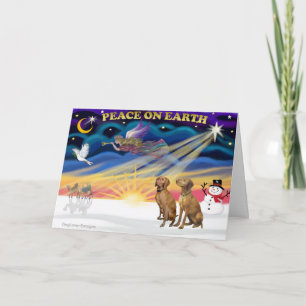 Cartão De Festividades Xmas Sunrise - Two Vizslas