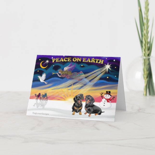 Cartão De Festividades XmasSunrise-2 Black Dachshances (Frente)
