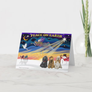 Cartão De Festividades XmasSunrise-3 Cocker Spaniels