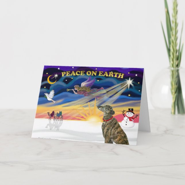 Cartão De Festividades XmasSunrise-Brindle Greyhound (Frente)