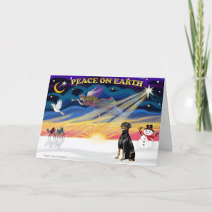 Cartão De Festividades XmasSunrise-Doberman 2-natural