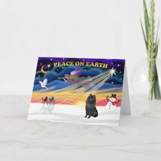 Cartão De Festividades XmasSunrise-Schipperke1 (Frente)