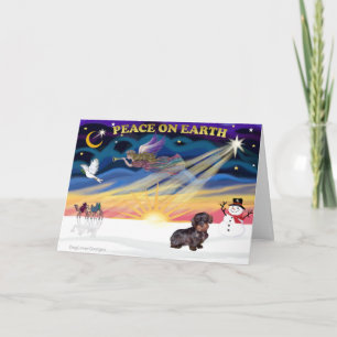 Cartão De Festividades XmasSunrise-WireHaired Dachshund