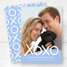 Cartão De Festividades XOXO Happy Valentine's Day Photo Blue Modern