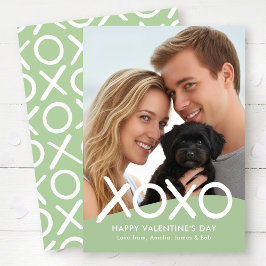 Cartão De Festividades XOXO Happy Valentine's Day Photo Green Modern