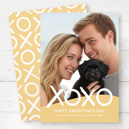 Cartão De Festividades XOXO Happy Valentine's Day Photo Yellow Modern