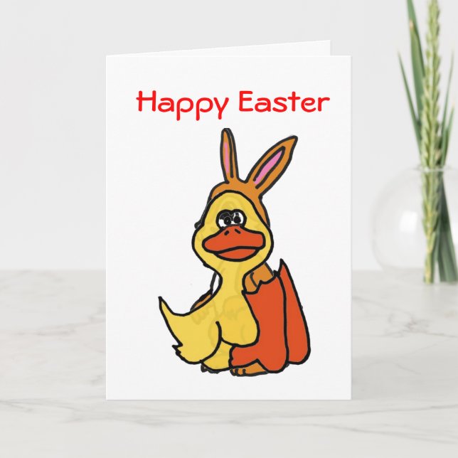Cartão De Festividades XP - Felz pascoa Duck-bunny Card (Frente)