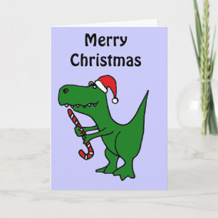 Cartão De Festividades XX- Funny T-rex Dinosaur Wearing Santa Hat