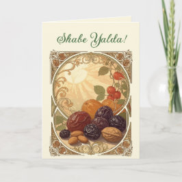Cartão De Festividades Yalda Frutas e Nozes Solstício de Inverno Persa