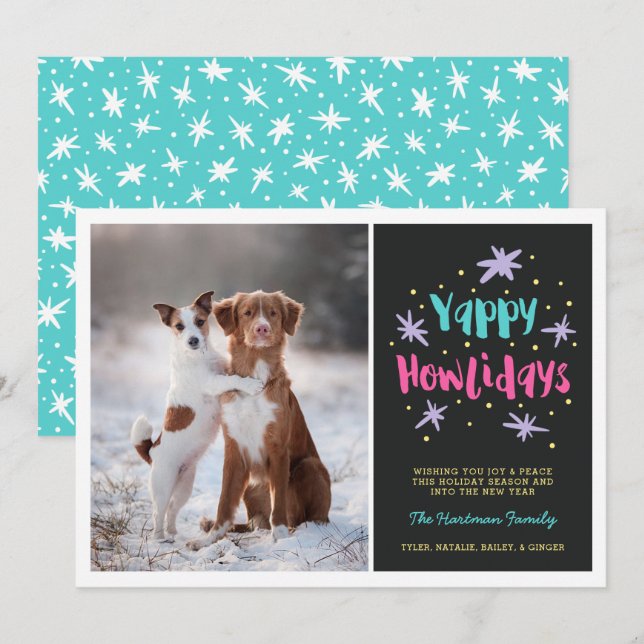 Cartão De Festividades Yappy Howlidays Dog Photo Black (Frente/Verso)