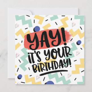 Cartão De Festividades Yay, it's your birthday memphis eighties style men