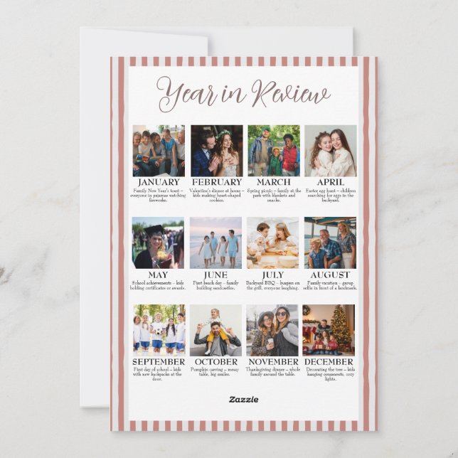 Cartão De Festividades Year in Review Christmas with Arch Photo & Red Bow (Verso)