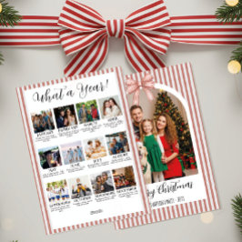 Cartão De Festividades Year in Review Christmas with Arch Photo & Red Bow