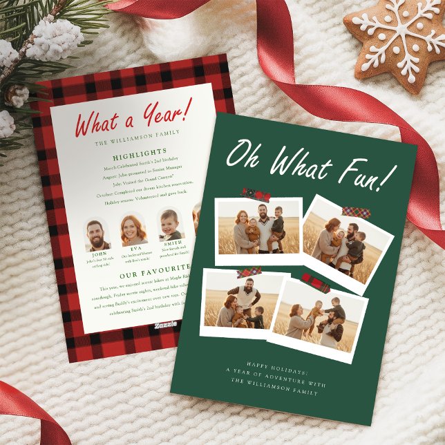 Cartão De Festividades Year in Review Family Photo Collage Christmas (Criador carregado)