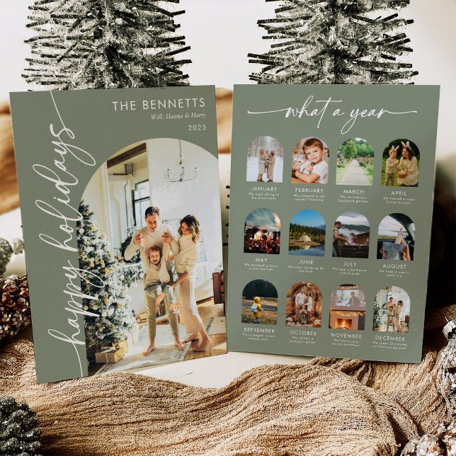 Cartão De Festividades Year In Review What A Year Happy Holidays Photo (Criador carregado)