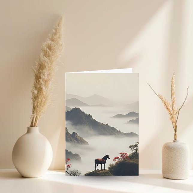 Cartão De Festividades Year of the Horse 2026 Chinese New Year Landscape (Criador carregado)