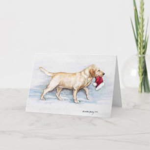 Cartão De Festividades Yellow Lab Hat Delivery Dog Art Greeting Card