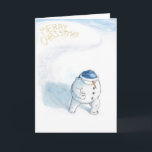 Cartão De Festividades Yellowsnow Snowman<br><div class="desc">Confiando na neve no frio amargo,  esse cara solitário deixa uma saudação de Natal que aquece mais do que o coração!</div>