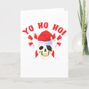 Cartão De Festividades Yo Ho Ho Pirate Santa Skull Christmas