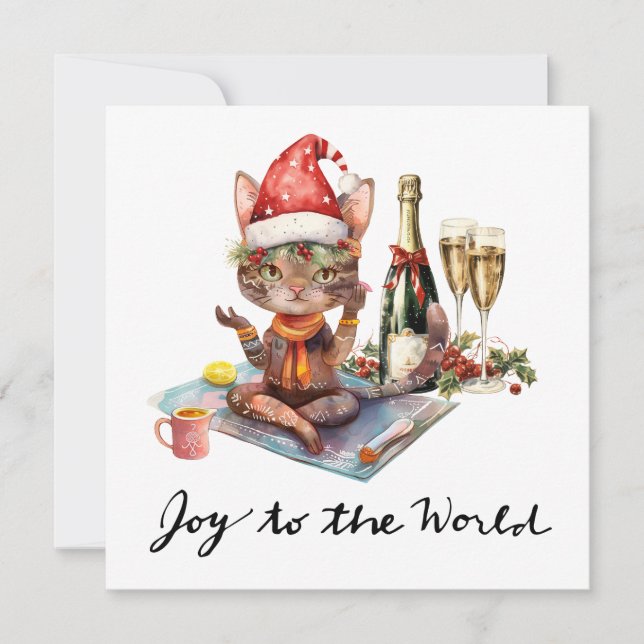 Cartão De Festividades Yoga Natal Papai Noel Possuindo yoga (Frente)