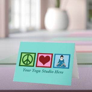 Cartão De Festividades Yoga Studio Peace Love Yoga Teal Holiday Card