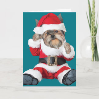 Cartão De Festividades Yorkie Puppy Papais noeis