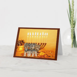 Cartão De Festividades Yorkshire Terrier Chanukah Card Menorah