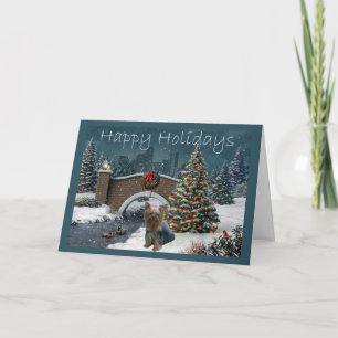 Cartão De Festividades Yorkshire Terrier Christmas Card Evening