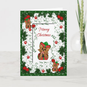 Cartão De Festividades Yorkshire Terrier Merry Christmas Holiday Card