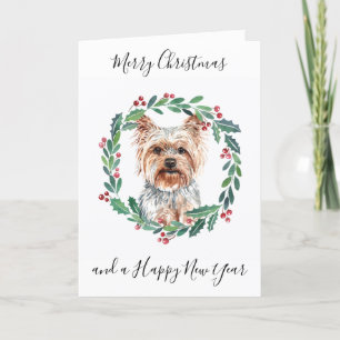 Cartão De Festividades Yorkshire Terrier Merry Christmas Trendy Dog Holid