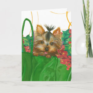 Cartão De Festividades Yorkshire Terrier Puppy Christmas Greeting