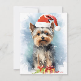 Cartão De Festividades Yorkshire Terrier trabalho de arte de pintura de p