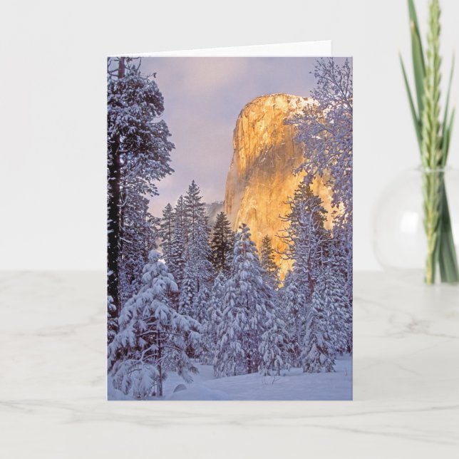 Cartão De Festividades Yosemite - EL Capitan iluminado pela luz solar (Frente)