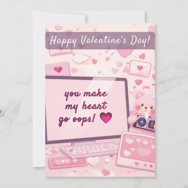 Cartão De Festividades you make my heart go oops! 💗 Valentine's Card (Frente)