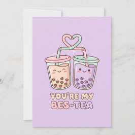 Cartão De Festividades You’re My Bes-Tea - Cute Bubble Tea Valentine