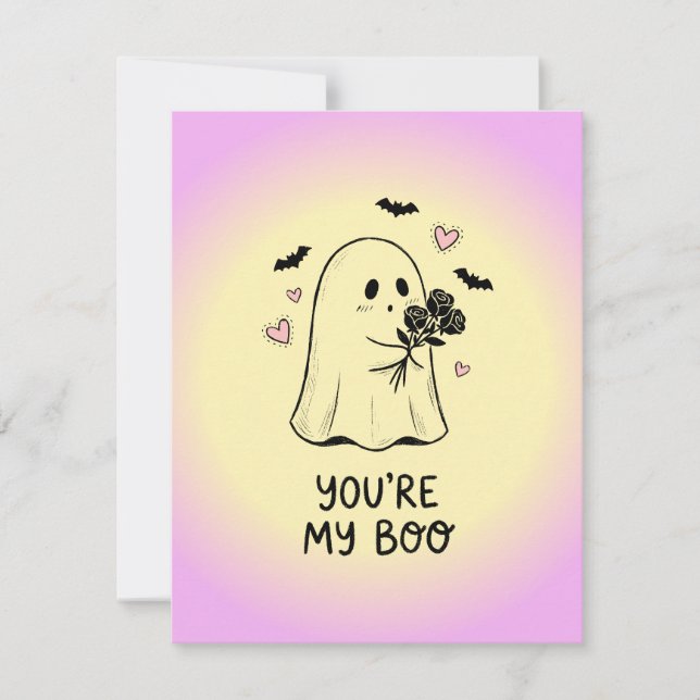 Cartão De Festividades You’re My Boo Kawaii Cute Ghost Valentine  (Frente)